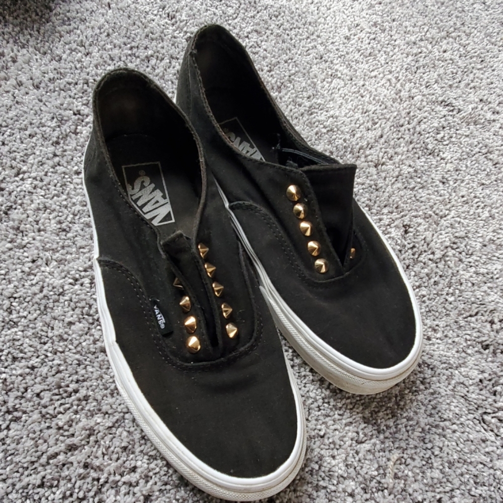 Black Vans with gold studs